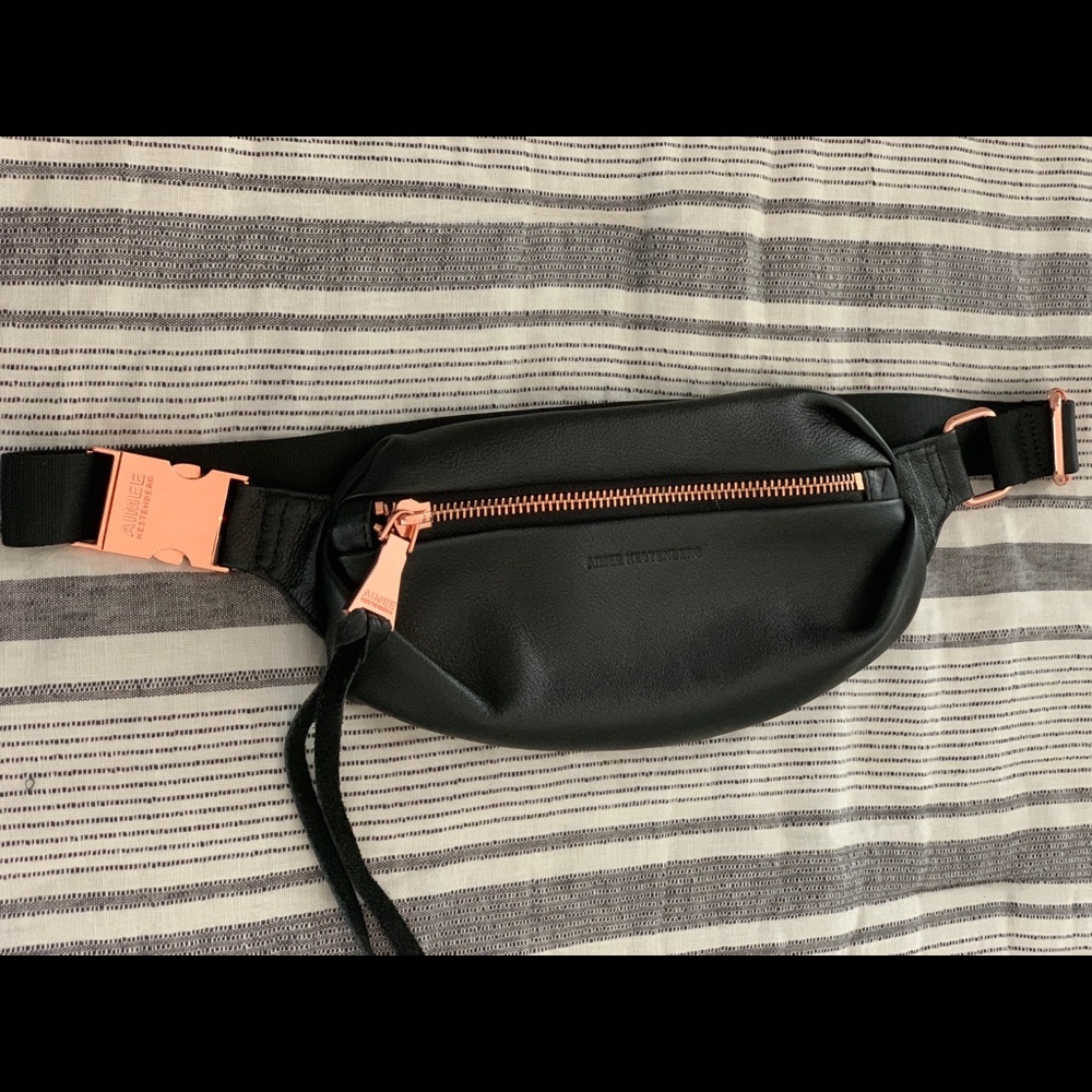 Black All leather Belt pack by Aimee Kestenberg